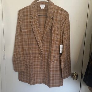 Melrose and Market lightweight Tan Checkered oversized Blazer